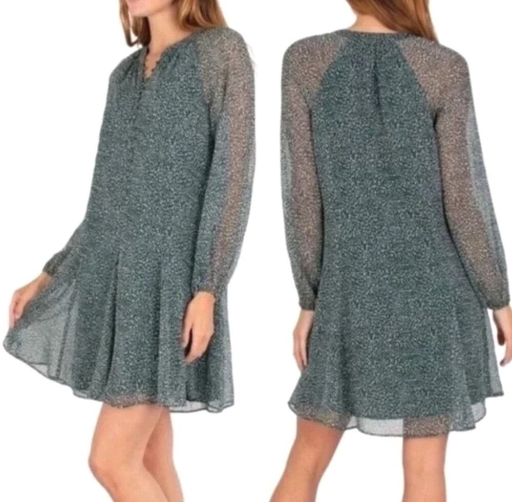 Joie Womens Green Artic Animal Spot Balloon Sleeve Dress Womens Plus Size 2X XXL